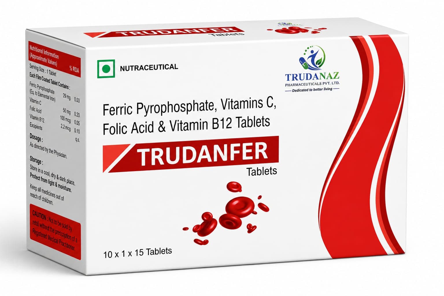 Trudanfer — Ferric Pyrophosphate, Vitamins C, Folic Acid & Vitamin B12 Tablets.