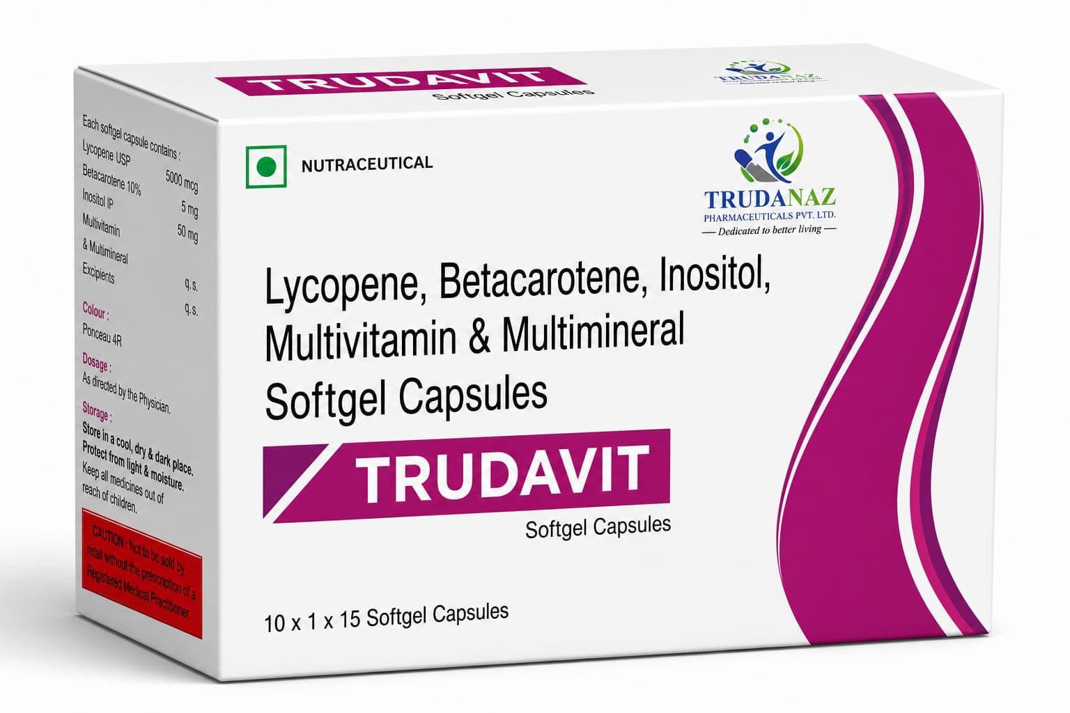 Trudavit — Lycopene, Betacarotene, Inositol, Multivitamin & Multimineral Softgel Capsules.